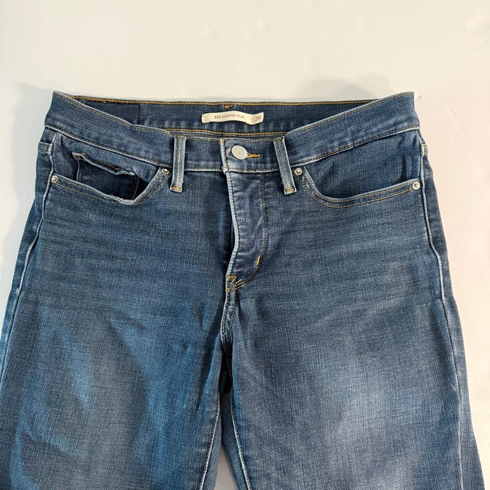 Levis 312 Shaping Slim Jeans Womens 28x32 Medium Wash Blue Denim Mid Rise - Picture 10 of 16